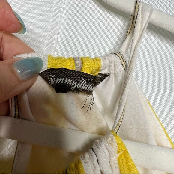 Tommy Bahama Striped Yellow White Grey Lined Halter Dress Mini - Picture 8 of 8